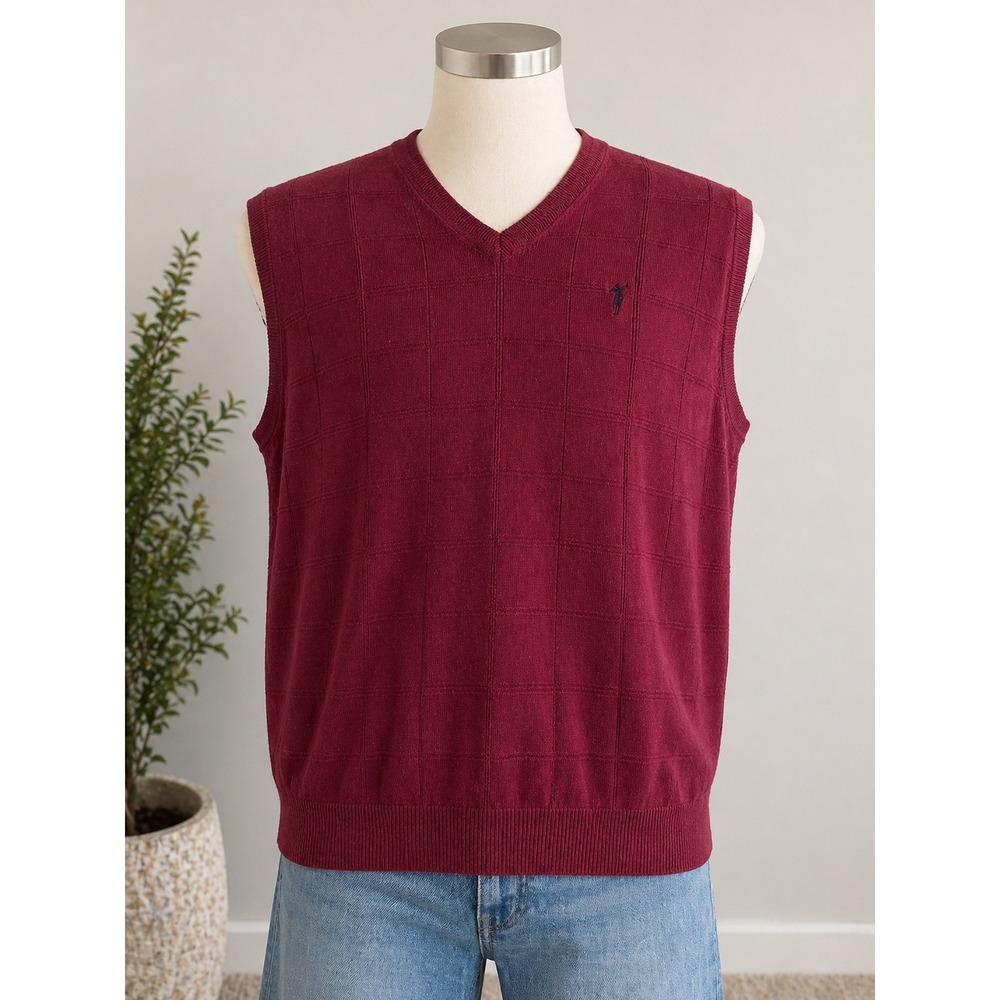 Fairway Heaven Sweater Vest Mens XL Burgundy Golf Preppy Knit Vest Dad Core